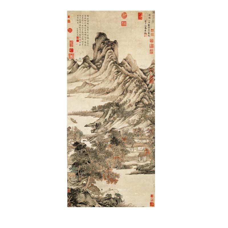 Chinese Antique Art Painting 元 王蒙 秋山草堂图 Yuan Wang Meng Qiu Shan Cao Tang Tu China Ancient Wall Picture Ideas 1596-Chinese Style Finds™