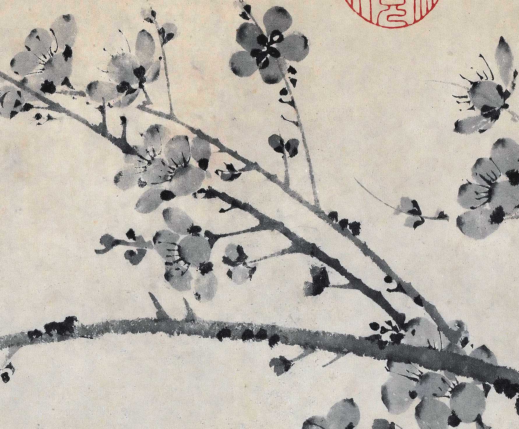 Chinese Antique Art Painting 元 王冕 墨梅图 Yuan Wang Mian Mo Mei Tu Plum Flower China Ancient Wall Picture Ideas 1654-Chinese Style Finds™