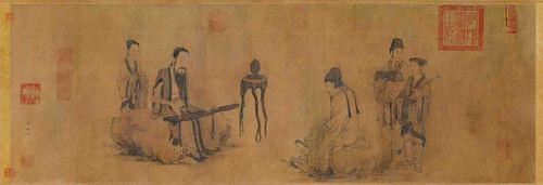 Chinese Antique Art Painting 元 王振鹏 伯牙鼓琴图 Yuan Wang Zhen Peng Bo Ya Gu Qin Tu China Ancient Wall Picture Ideas 1682-Chinese Style Finds™