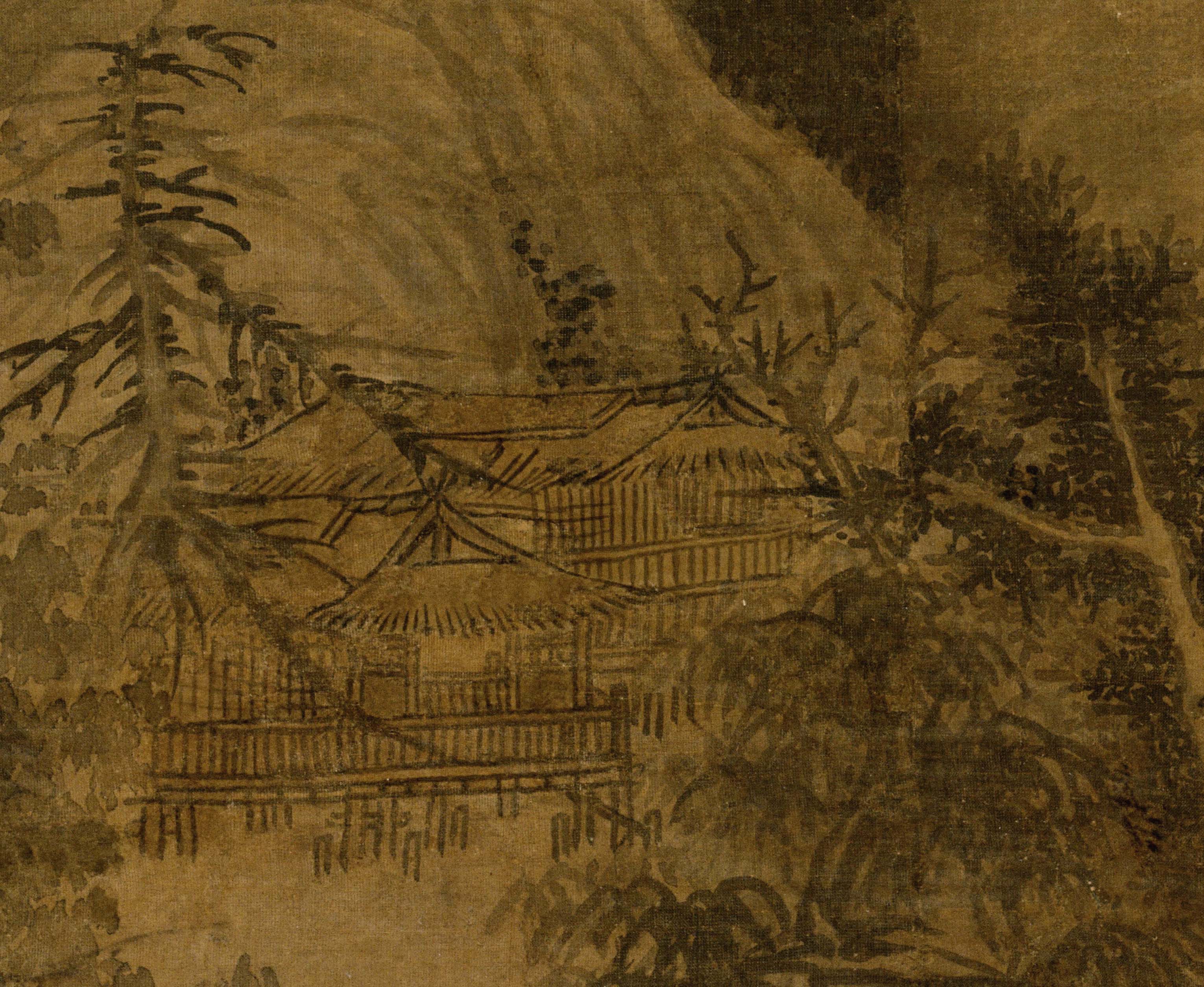 Chinese Antique Art Painting 元 吴镇 溪山高隐图 Yuan Wu Zhen Xi Shan Gao Yin Tu China Ancient Wall Picture Ideas 1574-Chinese Style Finds™