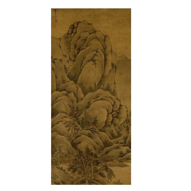 Chinese Antique Art Painting 元 吴镇 溪山高隐图 Yuan Wu Zhen Xi Shan Gao Yin Tu China Ancient Wall Picture Ideas 1574-Chinese Style Finds™