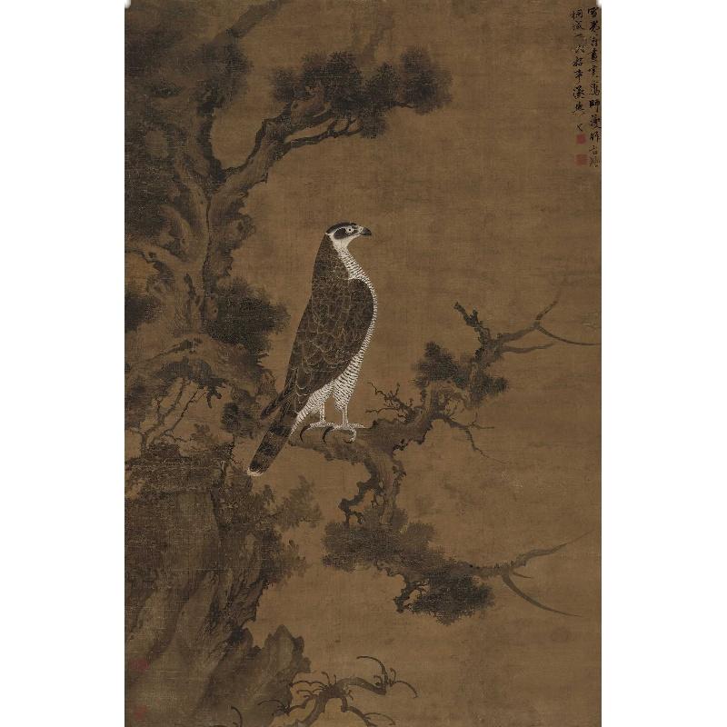 Chinese Antique Art Painting 元 张舜咨 鹰桧图 Yuan Zhang Shunzi Eagle China Ancient Wall Picture Ideas 4367-Chinese Style Finds™