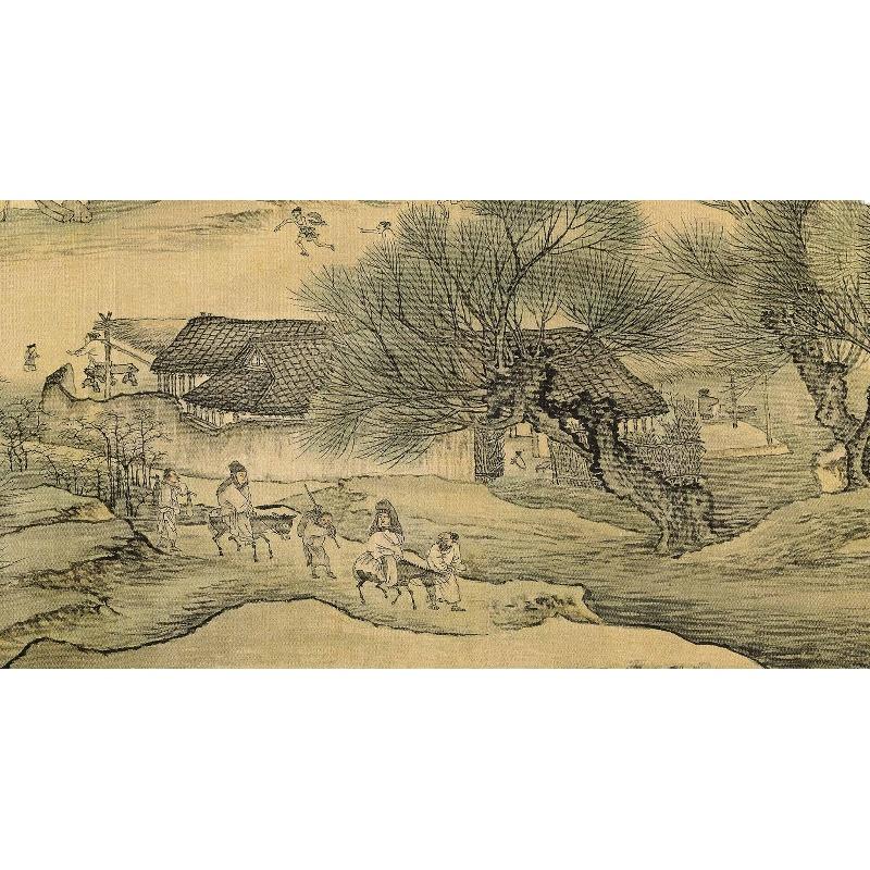 Chinese Antique Art Painting 元 赵孟頫 清明上河图卷 Yuan Zhao Meng Fu Qing Ming Shang He Tu China Ancient Wall Picture Ideas 1732-Chinese Style Finds™