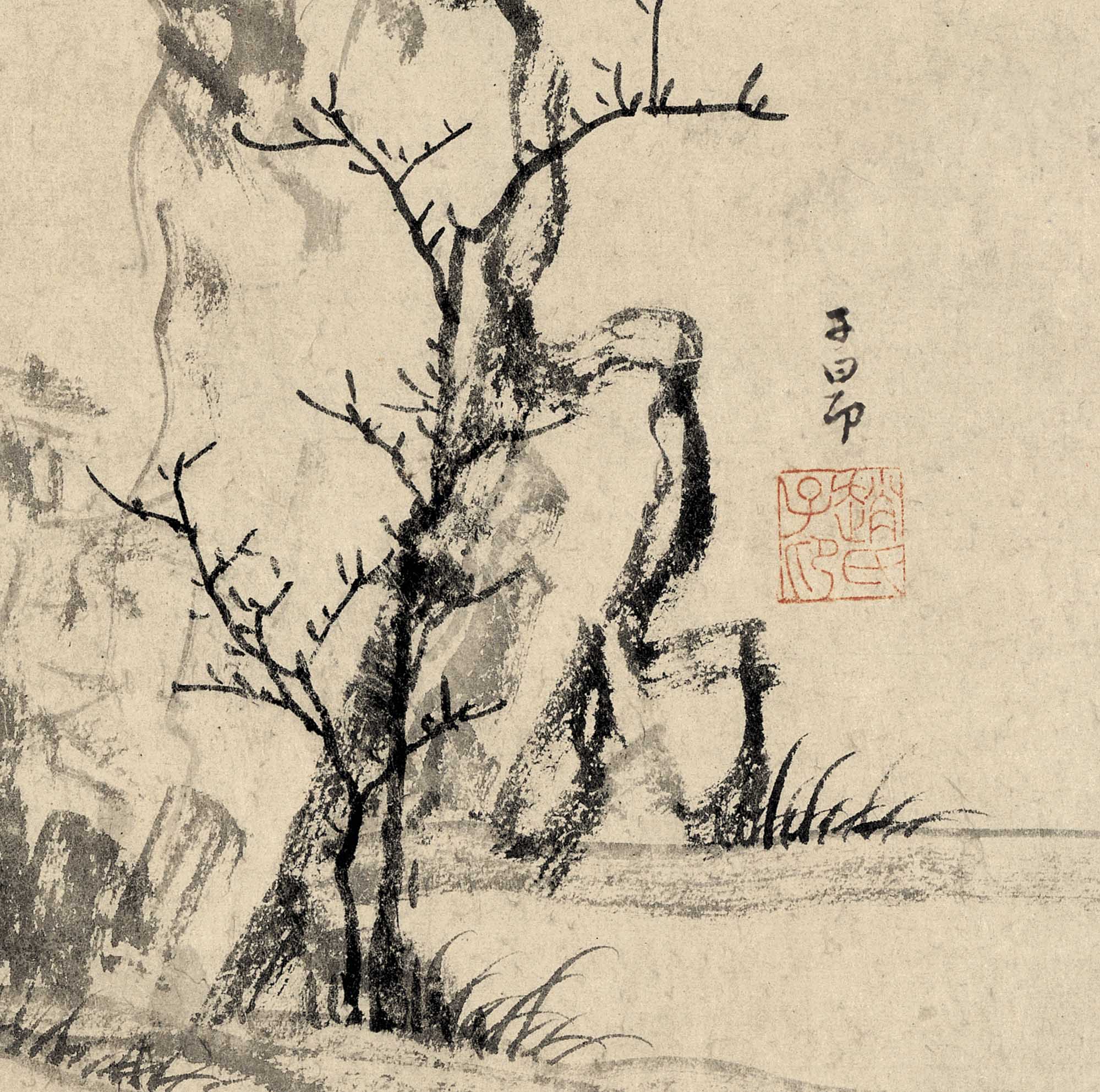 Chinese Antique Art Painting 元 赵孟頫 秀石疏林图 Yuan Zhao Meng Fu Xiu Shi Shu Lin Tu China Ancient Wall Picture Ideas 1700-Chinese Style Finds™