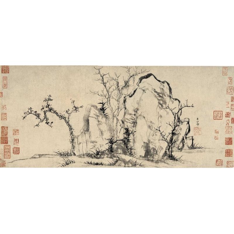 Chinese Antique Art Painting 元 赵孟頫 秀石疏林图 Yuan Zhao Meng Fu Xiu Shi Shu Lin Tu China Ancient Wall Picture Ideas 1700-Chinese Style Finds™