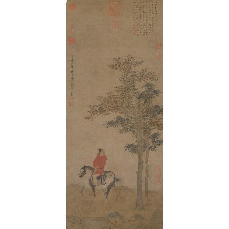 Chinese Antique Art Painting 元 赵雍 挟弹游骑图 Yuan Zhao Yong Xie Dan You Qi Tu China Ancient Wall Picture Ideas 1692-Chinese Style Finds™