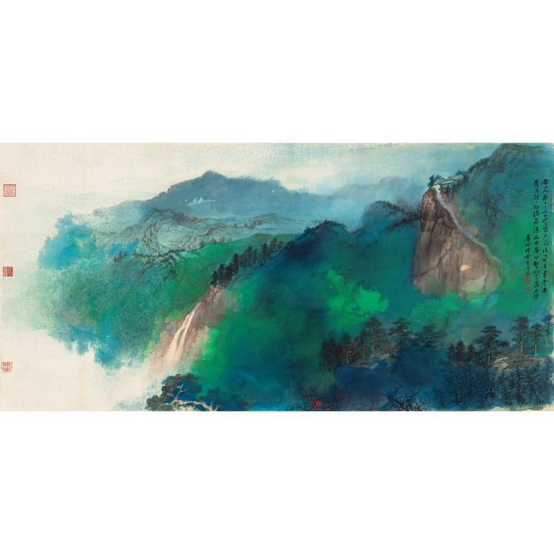 Chinese Antique Art Painting 张大千 谷口人家 Zhang Daqian Gu Kou Ren Jia China Ancient Wall Picture Ideas 3513-Chinese Style Finds™