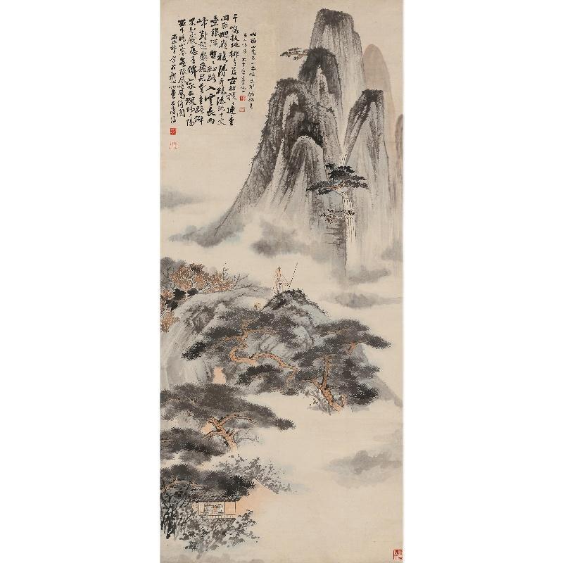 Chinese Antique Art Painting 张大千 拟石涛山水图 Zhang Daqian Shi Tao Shan Shui Landscape China Ancient Wall Picture Ideas 3581-Chinese Style Finds™