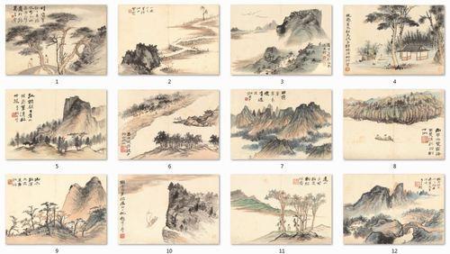 Chinese Antique Art Painting 张大千 山水花卉册 Zhang Daqian Shan Shui Flower China Ancient Wall Picture Ideas 3765-Chinese Style Finds™