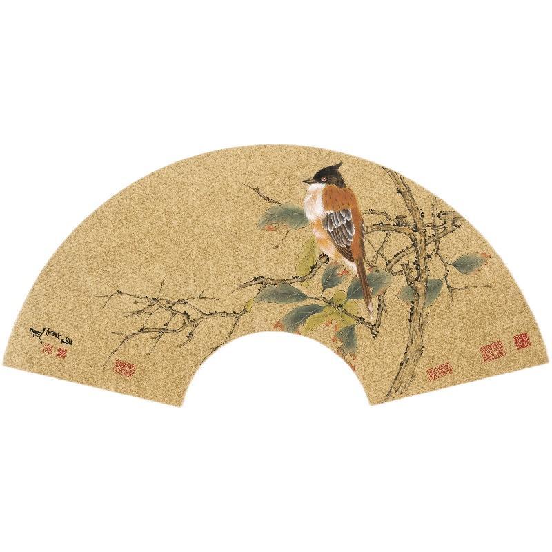 Chinese Antique Art Painting 张建军 扇面金丝小鸟 Zhang Jianjun Fans Birds China Ancient Wall Picture Ideas 4193-Chinese Style Finds™