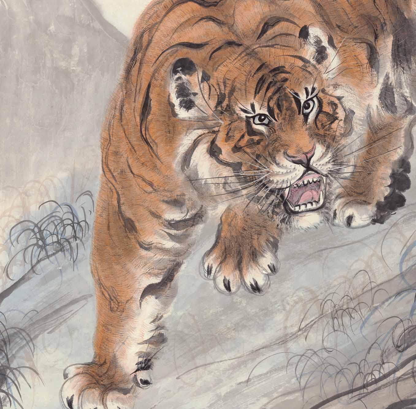 Chinese Antique Art Painting 张善子 林岩虎啸图 Zhang Shanzi Lin Yan Hu Xiao Tiger China Ancient Wall Picture Ideas 3183-Chinese Style Finds™