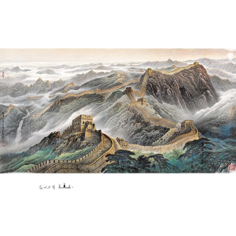 Chinese Antique Art Painting 邹玉利 许仁龙 万里长城龙抬头 Chang Cheng Great Wall China Ancient Wall Picture Ideas 3553-Chinese Style Finds™