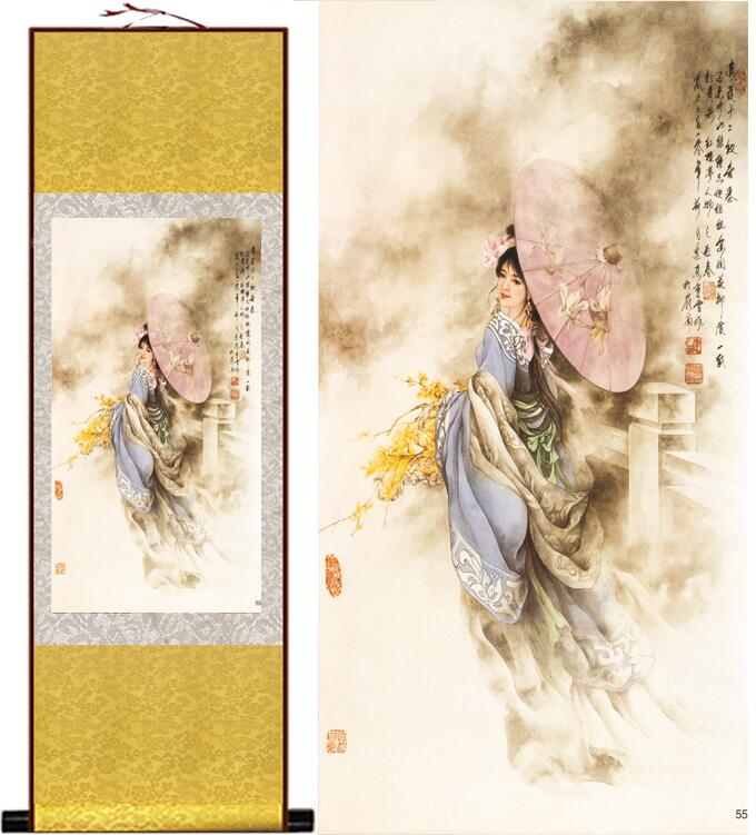 Chinese Art Scroll Painting A Dream Red Mansions Jiayingchun Ancient Silk Picture Wall Ideas 11962-Chinese Style Finds™