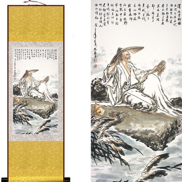 Chinese Art Scroll Painting Ancient Silk Picture Wall Ideas 12498-Chinese Style Finds™