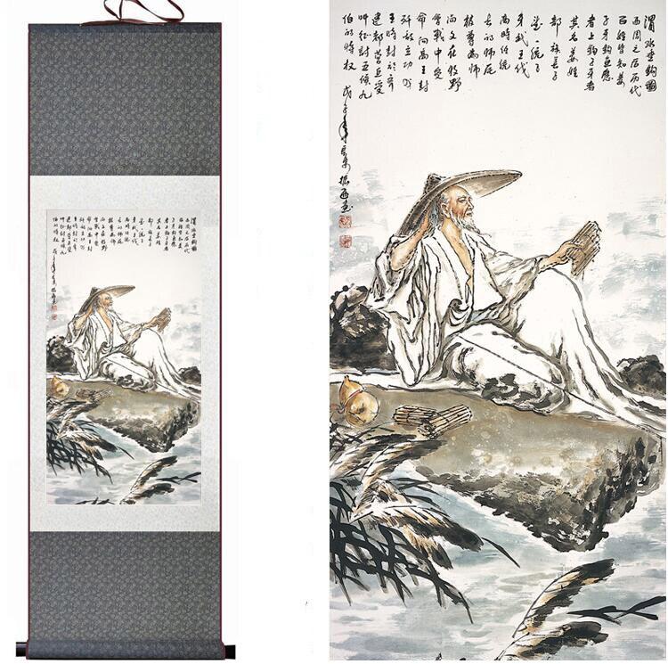 Chinese Art Scroll Painting Ancient Silk Picture Wall Ideas 12498-Chinese Style Finds™