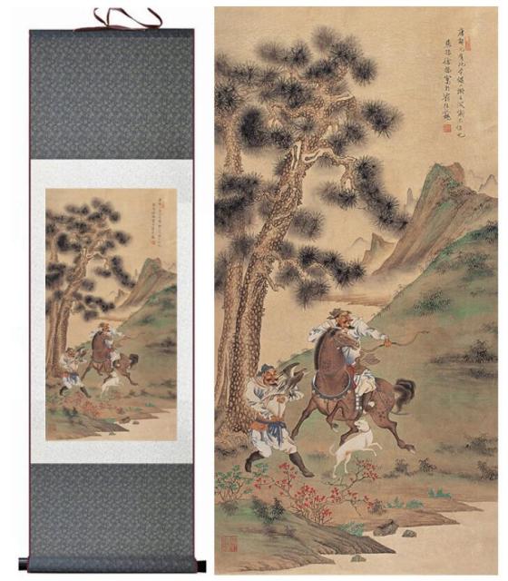 Chinese Art Scroll Painting Ancient Silk Picture Wall Ideas 12866-Chinese Style Finds™