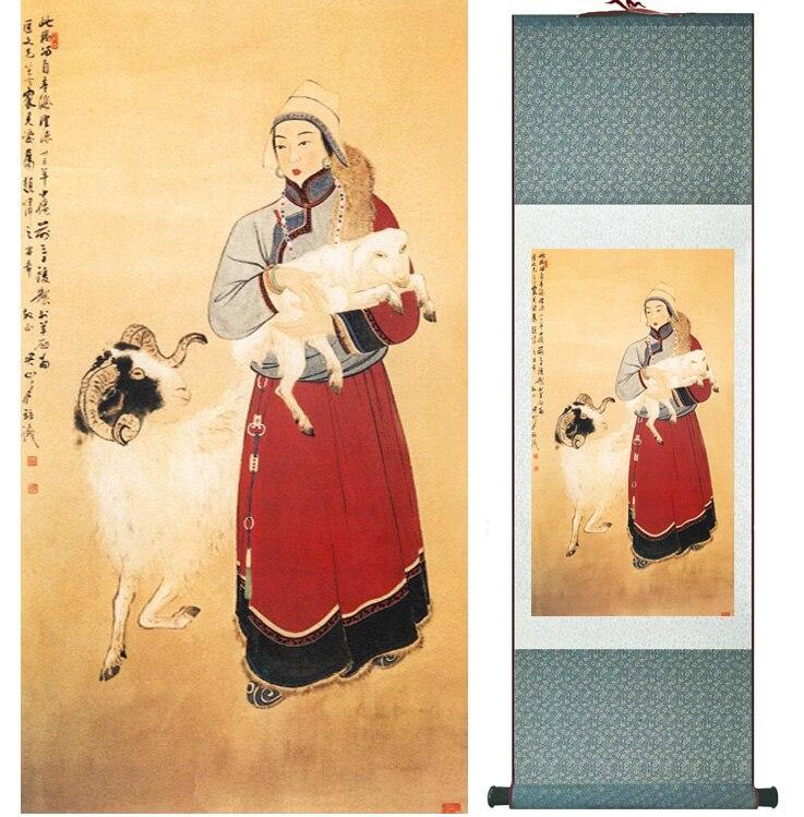 Chinese Art Scroll Painting Ancient Silk Picture Wall Ideas 15090-Chinese Style Finds™