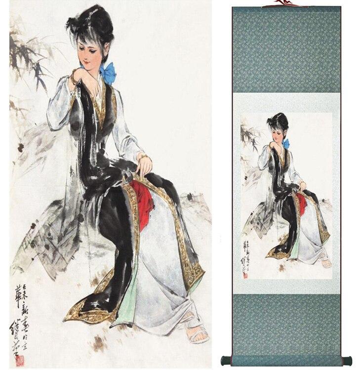 Chinese Art Scroll Painting Ancient Silk Picture Wall Ideas 15106-Chinese Style Finds™