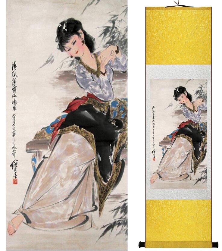 Chinese Art Scroll Painting Ancient Silk Picture Wall Ideas 15110-Chinese Style Finds™