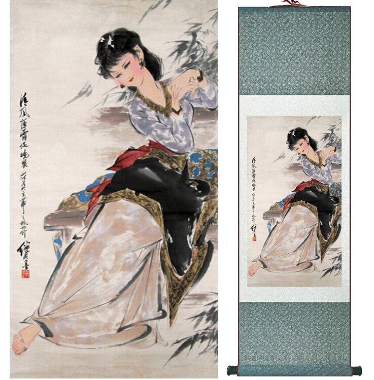 Chinese Art Scroll Painting Ancient Silk Picture Wall Ideas 15110-Chinese Style Finds™