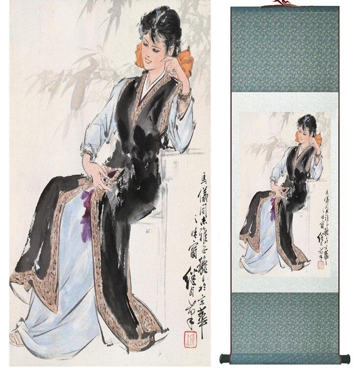 Chinese Art Scroll Painting Ancient Silk Picture Wall Ideas 15114-Chinese Style Finds™