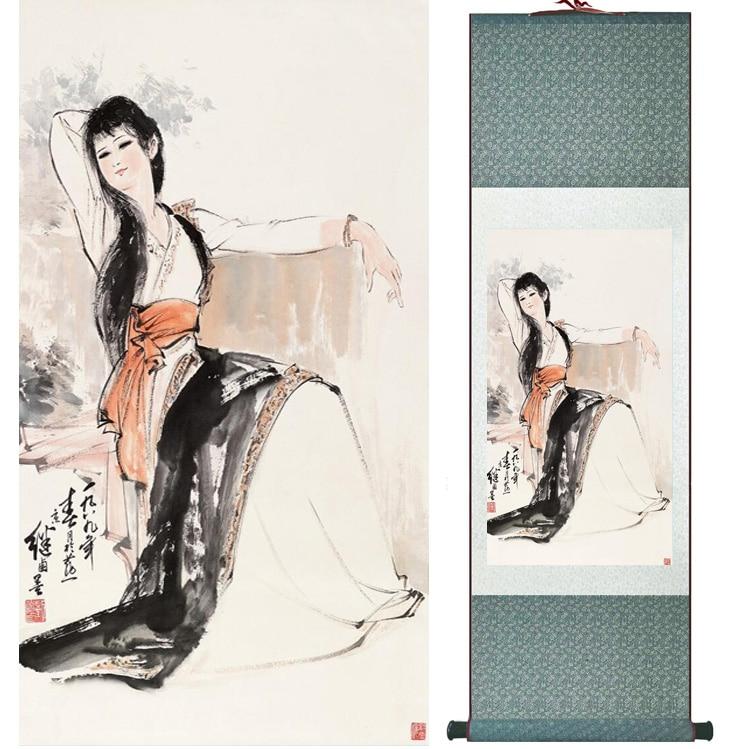 Chinese Art Scroll Painting Ancient Silk Picture Wall Ideas 15118-Chinese Style Finds™