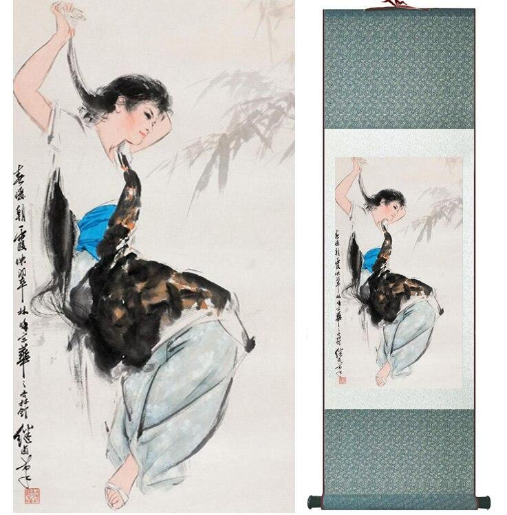 Chinese Art Scroll Painting Ancient Silk Picture Wall Ideas 15122-Chinese Style Finds™