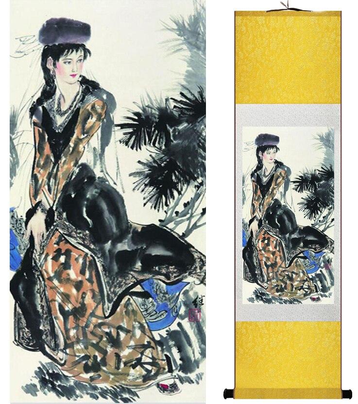 Chinese Art Scroll Painting Ancient Silk Picture Wall Ideas 15126-Chinese Style Finds™