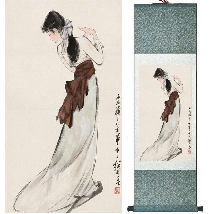 Chinese Art Scroll Painting Ancient Silk Picture Wall Ideas 15138-Chinese Style Finds™