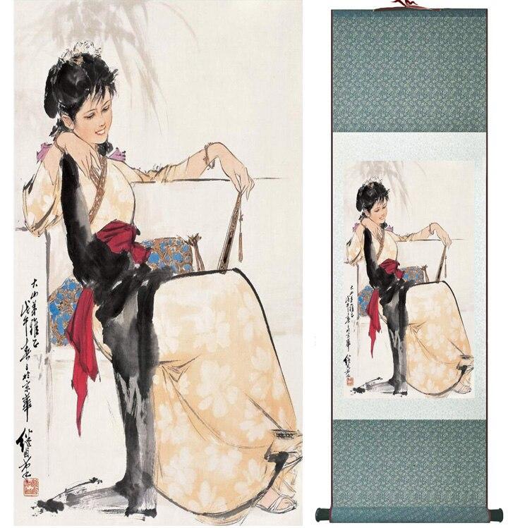 Chinese Art Scroll Painting Ancient Silk Picture Wall Ideas 15142-Chinese Style Finds™