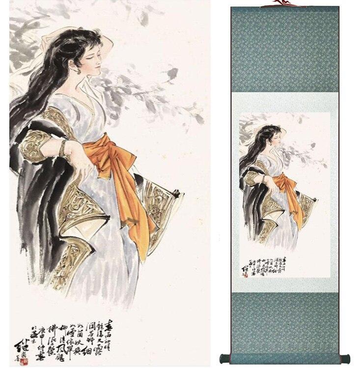 Chinese Art Scroll Painting Ancient Silk Picture Wall Ideas 15150-Chinese Style Finds™