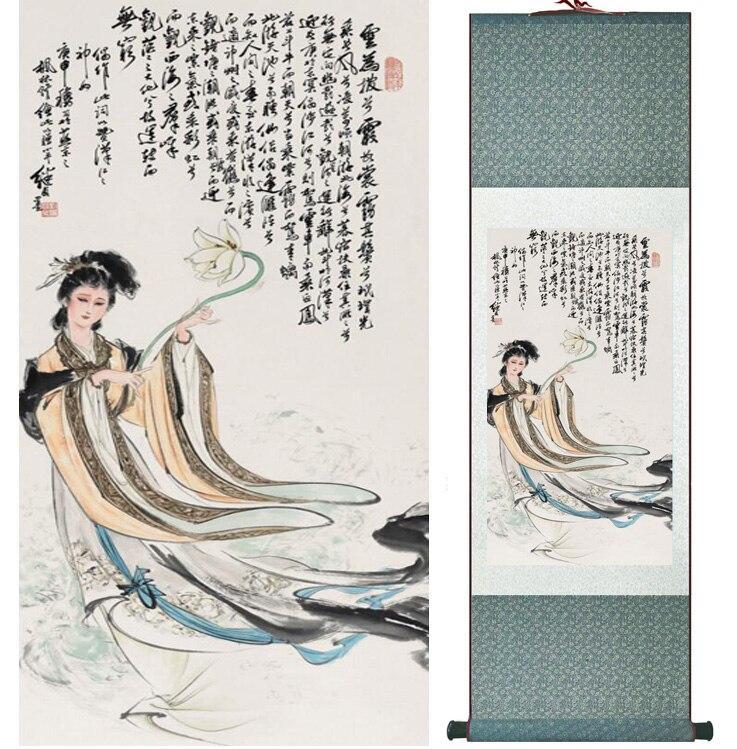 Chinese Art Scroll Painting Ancient Silk Picture Wall Ideas 15154-Chinese Style Finds™