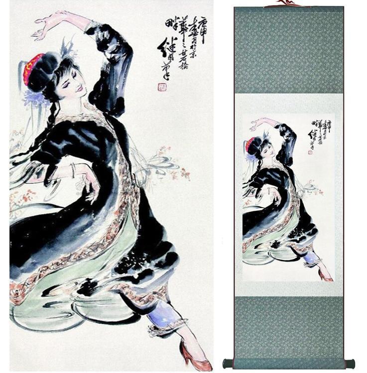 Chinese Art Scroll Painting Ancient Silk Picture Wall Ideas 15166-Chinese Style Finds™