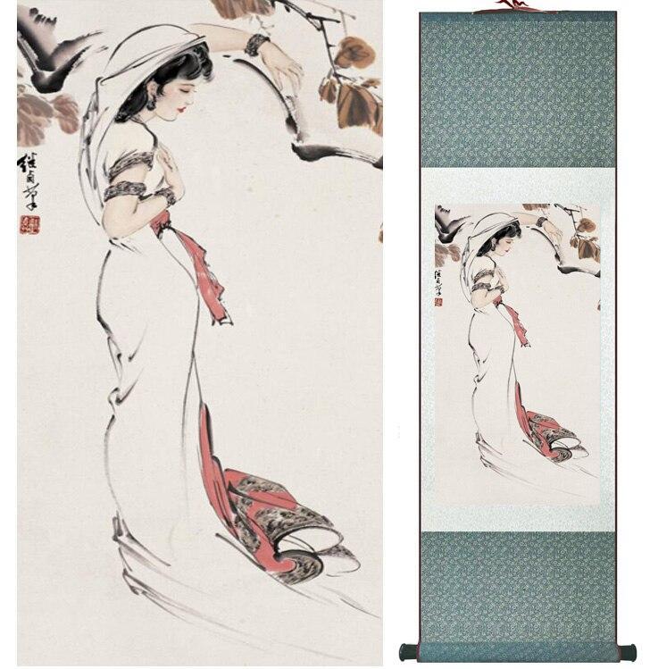 Chinese Art Scroll Painting Ancient Silk Picture Wall Ideas 15178-Chinese Style Finds™