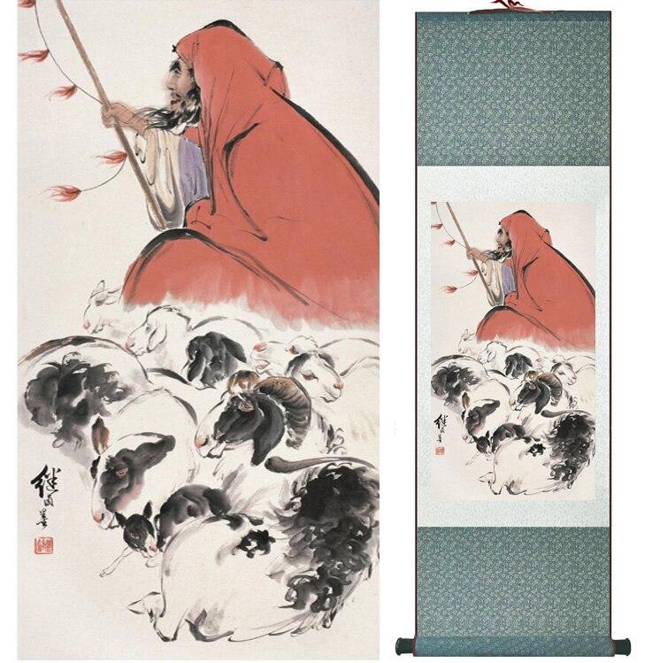 Chinese Art Scroll Painting Ancient Silk Picture Wall Ideas 15186-Chinese Style Finds™