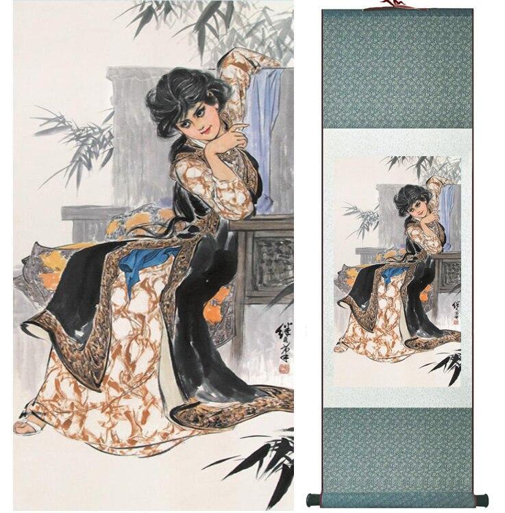 Chinese Art Scroll Painting Ancient Silk Picture Wall Ideas 15190-Chinese Style Finds™