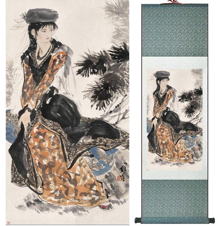 Chinese Art Scroll Painting Ancient Silk Picture Wall Ideas 15194-Chinese Style Finds™