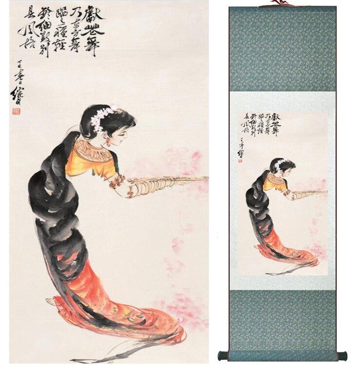 Chinese Art Scroll Painting Ancient Silk Picture Wall Ideas 15198-Chinese Style Finds™