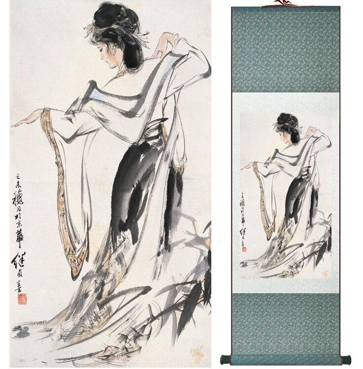 Chinese Art Scroll Painting Ancient Silk Picture Wall Ideas 15202-Chinese Style Finds™