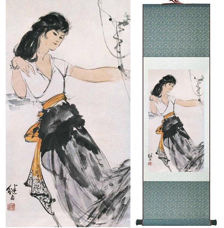 Chinese Art Scroll Painting Ancient Silk Picture Wall Ideas 15206-Chinese Style Finds™