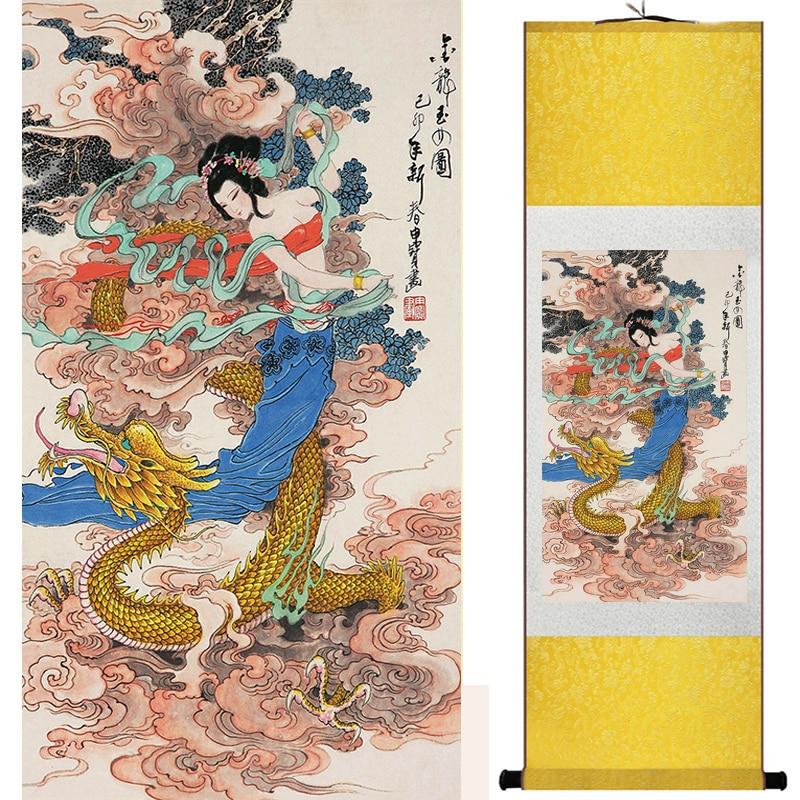 Chinese Art Scroll Painting Ancient Silk Picture Wall Ideas 19012-Chinese Style Finds™