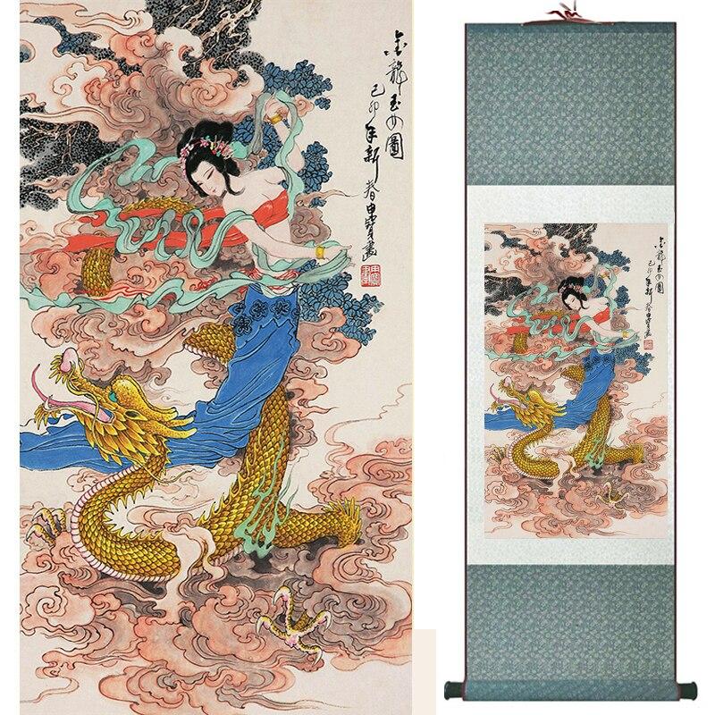 Chinese Art Scroll Painting Ancient Silk Picture Wall Ideas 19012-Chinese Style Finds™