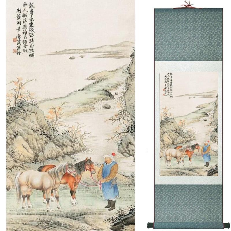 Chinese Art Scroll Painting Ancient Silk Picture Wall Ideas 20590-Chinese Style Finds™