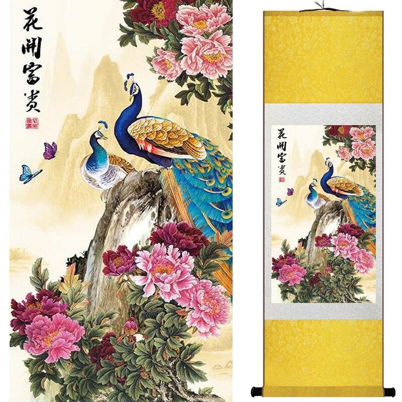 Chinese Art Scroll Painting Animal Birds Ancient Silk Picture Wall Ideas 15222-Chinese Style Finds™