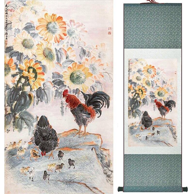 Chinese Art Scroll Painting Animal Birds Ancient Silk Picture Wall Ideas 15270-Chinese Style Finds™