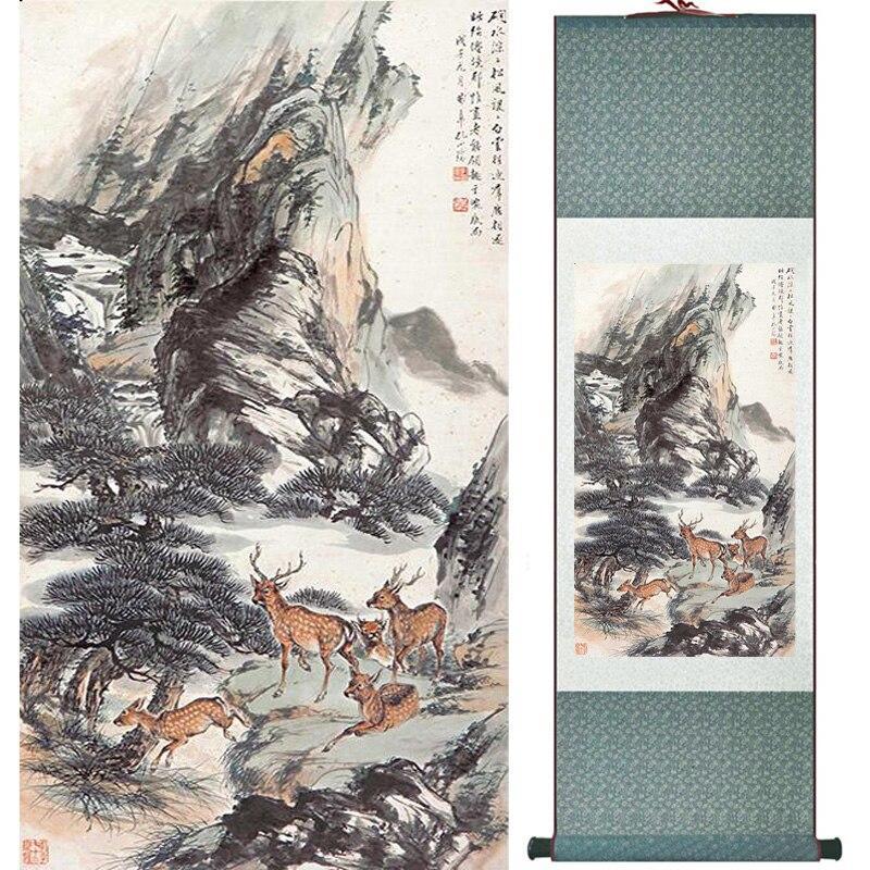 Chinese Art Scroll Painting Animal Birds Ancient Silk Picture Wall Ideas 15274-Chinese Style Finds™