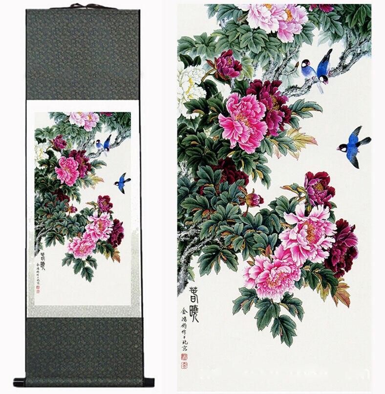 Chinese Art Scroll Painting Animal Birds And Flower Ancient Silk Picture Wall Ideas 11214-Chinese Style Finds™