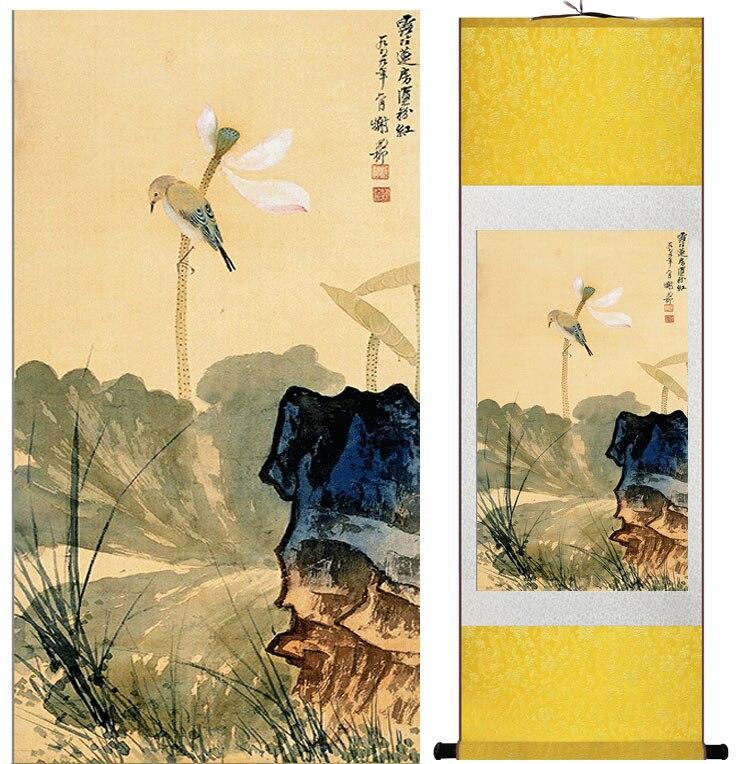 Chinese Art Scroll Painting Animal Birds And Flower Ancient Silk Picture Wall Ideas 11434-Chinese Style Finds™