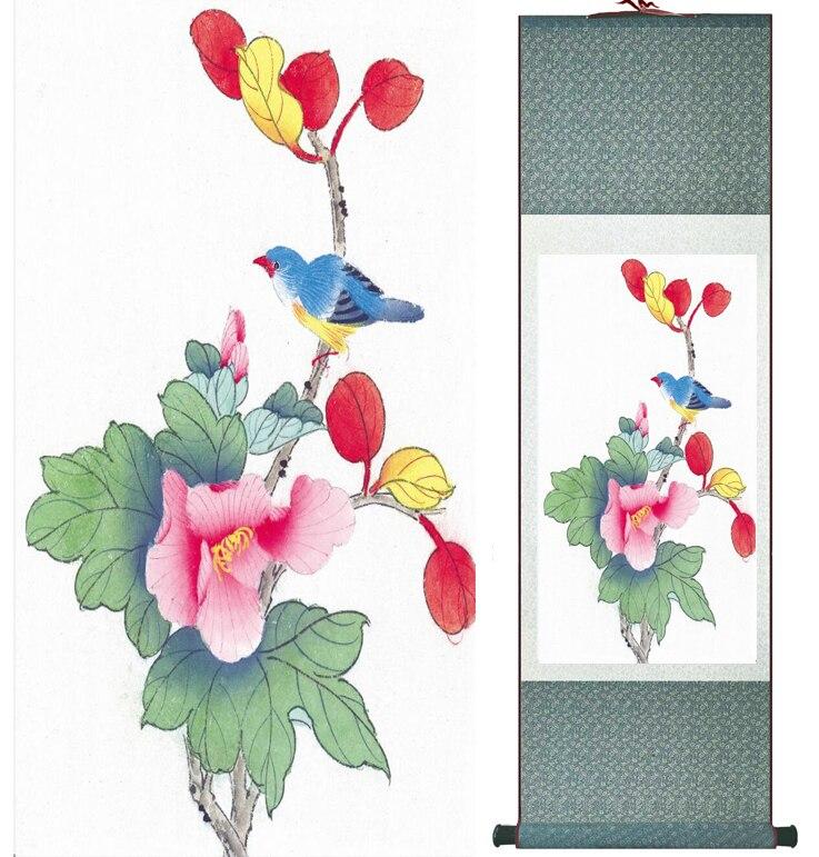 Chinese Art Scroll Painting Animal Birds And Flower Ancient Silk Picture Wall Ideas 12614-Chinese Style Finds™