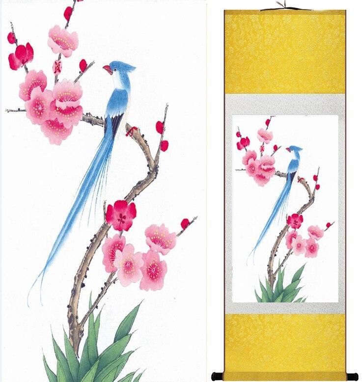 Chinese Art Scroll Painting Animal Birds And Flower Ancient Silk Picture Wall Ideas 12622-Chinese Style Finds™